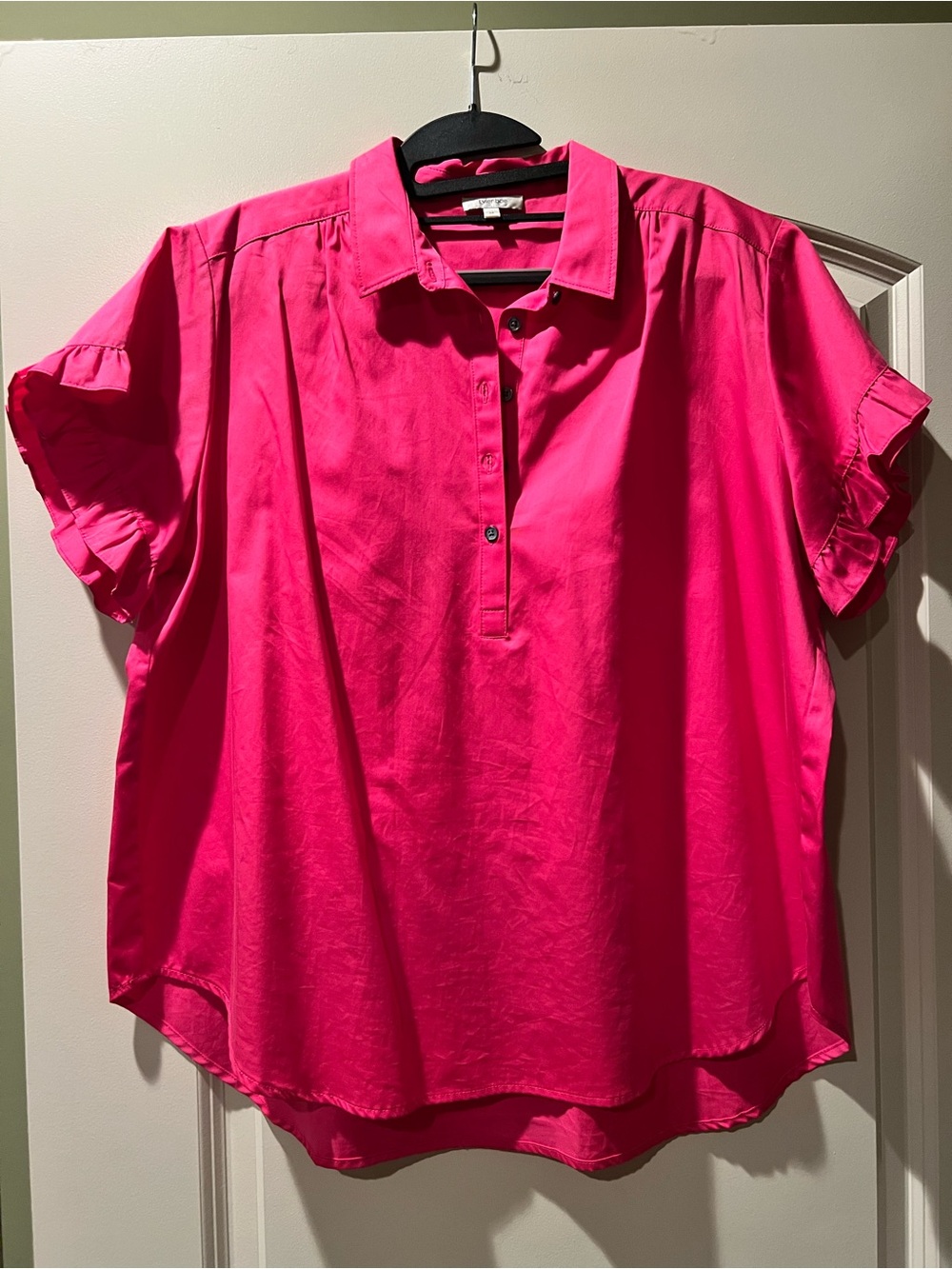 Tyler Boe Hot Pink Short Sleeve Ruffle Blouse